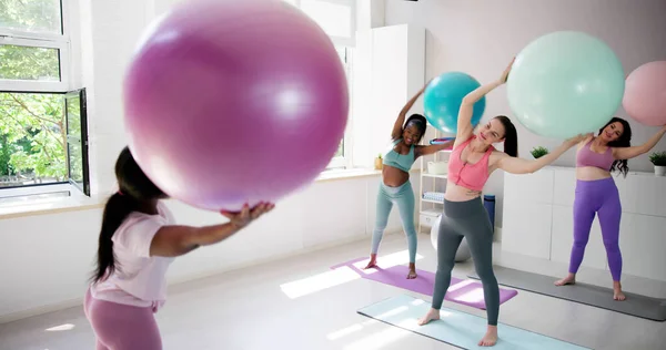 Sağlıklı Pilates Spor Salonu Hamilelik Jimnastiği — Stok fotoğraf