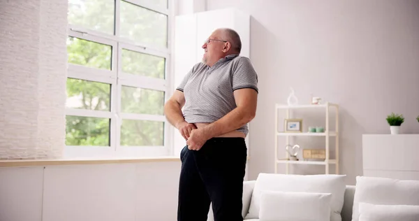Борьба Обтягивающими Джинсами Потеря Веса Ожирение — стоковое фото