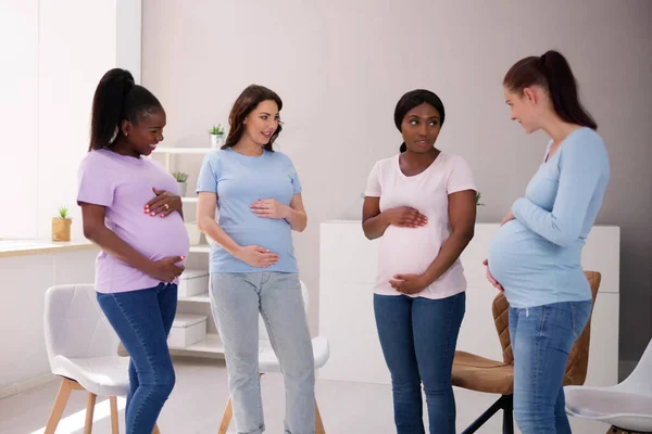 Hamilelik Grup Tartışması Kadın Arkadaşlar Toplantısı Hamilelik Yaşam Tarzı — Stok fotoğraf