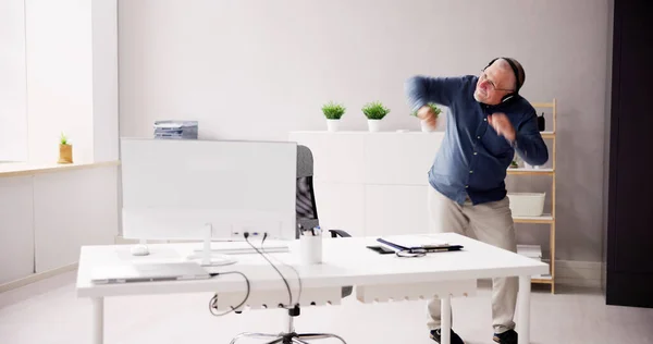 Sukces Funny Man Worker Biurze Szczęśliwy Biznesmen Korporacyjny Joy — Zdjęcie stockowe