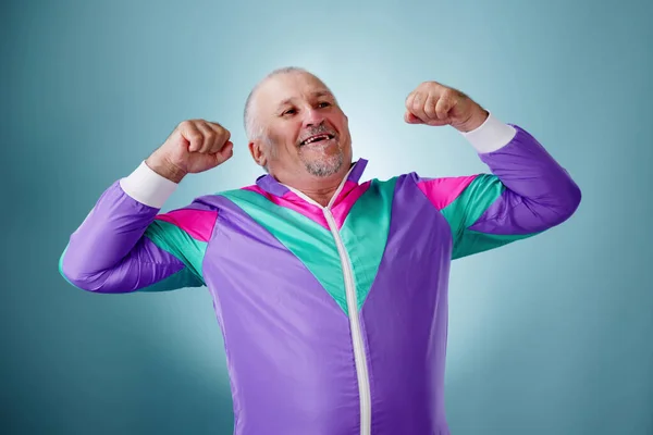 Isolated Funny Fat Man Standing Sport Fitness Outfit — Stock Photo, Image