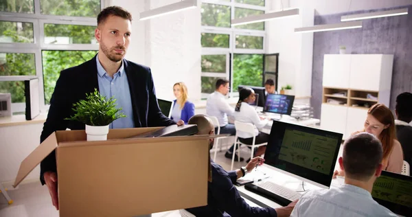Employee Layoff Resign Office Moving Box — Stock Photo, Image