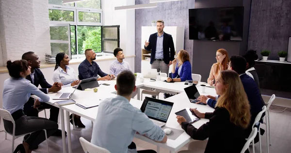 Company Meeting Office Boardroom Diverse Business Team — Stock Photo, Image