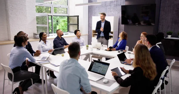 Company Meeting Office Boardroom Diverse Business Team — Stock Photo, Image