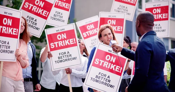 Workers Strike Demonstration City Labor Union March Protest Rally — Stock Photo, Image