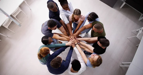 Business Team Huddle Diverse Friends Hands Commitment — Stock Photo, Image