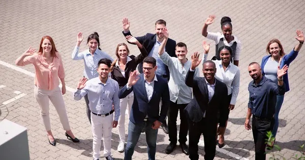 Group Crowd Together Hands Waving — Stock Photo, Image
