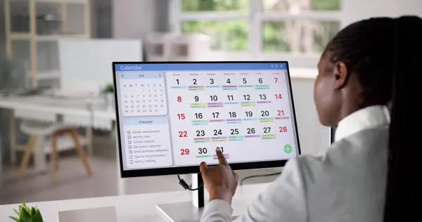 Boka Möte Kalender Utnämning Laptop Online — Stockfoto