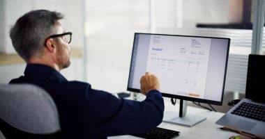 Digital Electronic Bill And Accountant E Invoice On Computer