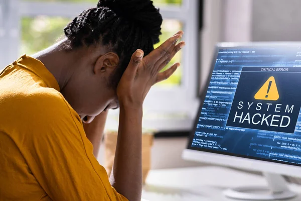 Computer System Hacked Virus Software Screen Monitor — Stock Photo, Image
