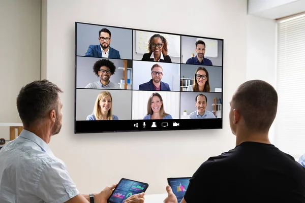 Online Videokonferenz Schulung Geschäftstreffen Büro — Stockfoto