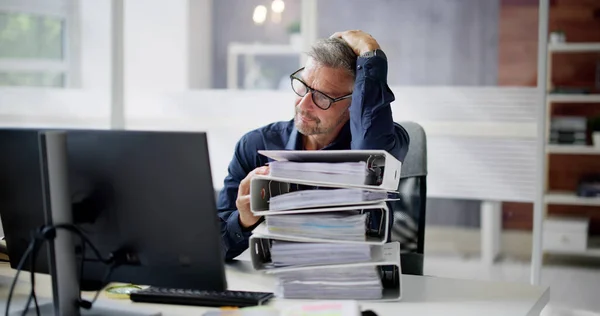 Workoholik Účetní Podnikatel Bolestí Hlavy Stres — Stock fotografie