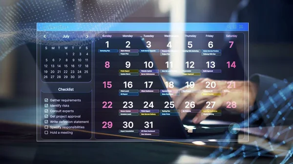 Probíhá Plánování Kalendáře Obchodní Agenda Kanceláři — Stock fotografie