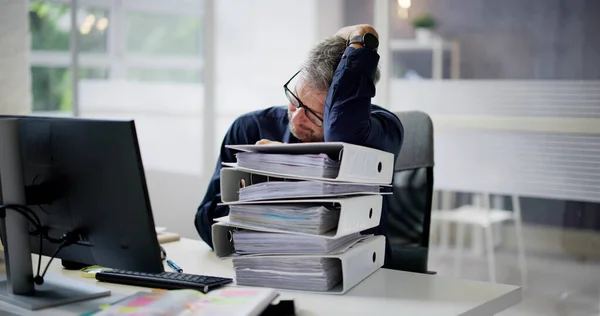 Workoholik Účetní Podnikatel Bolestí Hlavy Stres — Stock fotografie