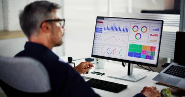 Bilgisayarda KPI Veri Paneli Kullanılan İş Veri Analisti