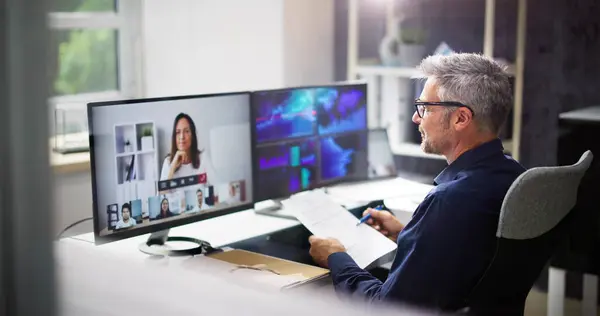 Online Video Conference Job Interview Meeting Call — Stock Photo, Image