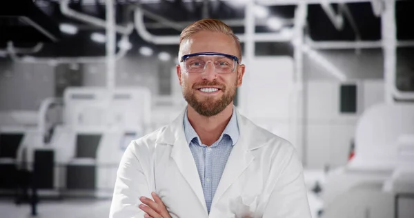 Portrét Laboratorního Vědce Šťastný Vědec — Stock fotografie