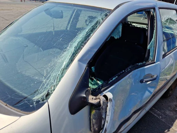 Car Wreck Vehicle Traffic Crash Accident Auto Damage — Stock Photo, Image