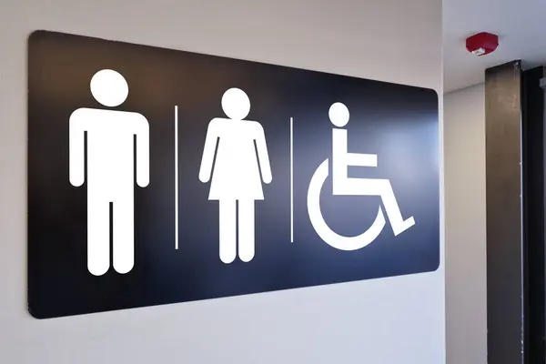 公共休息室标志 厕所及浴室标志板 — 图库照片