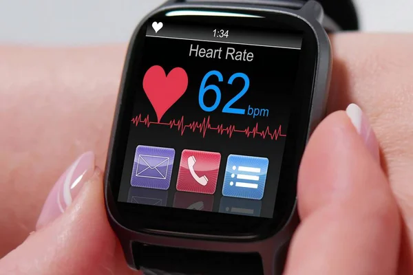 Smart Wearable Watch Showing Heartbeat Monitoring on Monitor