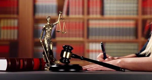 Advogado Juiz Criminal Litigation Banner Lei Justiça — Fotografia de Stock