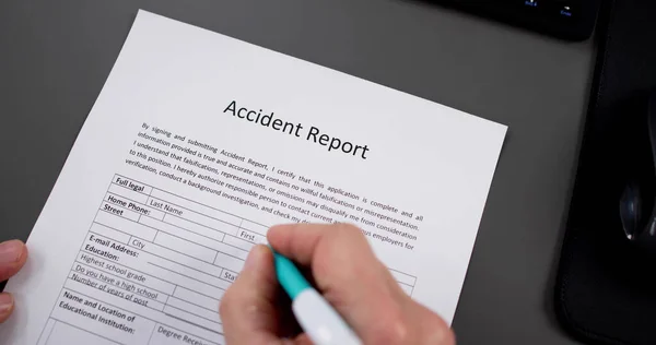 Formulier Voor Het Ongevallenrapport Verzekering Tegen Letsel Veiligheid — Stockfoto