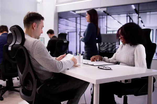 Stock image Job Interview. Business Manager Talking To Recruiter In Meeting