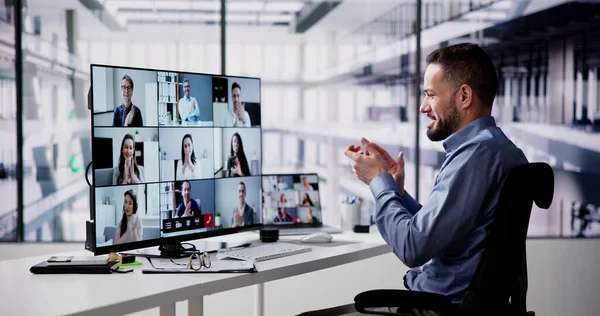 Virtual Video Conferência Business Meeting Online Call — Fotografia de Stock