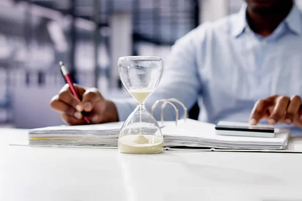 Hourglass Time Crunch Document Office — Stock Photo, Image