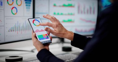 Smartphone 'da Öngörü İşletmesi KPI Veri Teknolojisi Kontrol Paneli