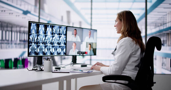 Medical Doctor Video Conference Technology And Online Elearning