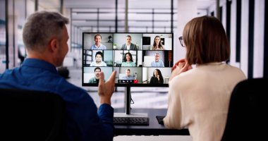 Çevrimiçi Video Konferansı Masaüstü Ofisi Toplantısı