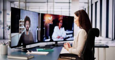 Çevrimiçi Video Konferansı Webinar Call. Video Konferansı Toplantısı