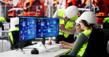 Mühendis Operatörleri Endüstriyel Santralde Scada Sistemi kullanıyor