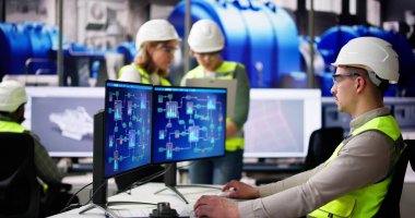 Enerji Santrali Elektrik Üretiminde Çalışan Adam