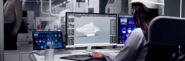Ofis Binası Bilgisayar Ekranında Endüstriyel Otomasyon Sistemi