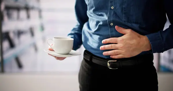 Coffee Stomach Ache Digesting Acid Pain Health Risk — Stock Photo, Image