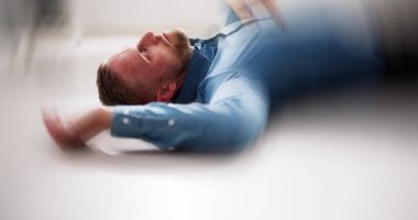 Epilepsy Seizure. Man With Overdose Failure. Medical Health