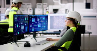 Mühendis Operatörleri Endüstriyel Santralde Scada Sistemi kullanıyor