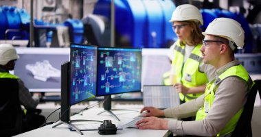 Enerji Santrali Elektrik Üretiminde Çalışan Adam