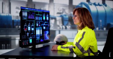 Mühendis Operatörleri Endüstriyel Santralde Scada Sistemi kullanıyor