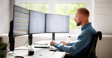 Ofisteki Bilgisayarda E Fatura Yazılımı Kullanan Muhasebeci