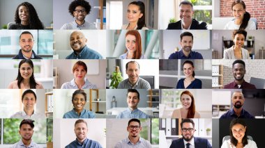 Sanal ofis konferansındaki siyahi insanlar.