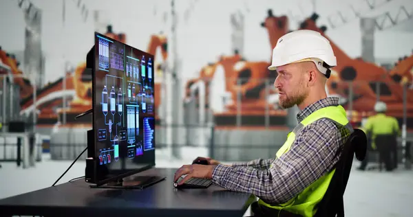 Engineer Operator Using Scada System Industrial Plant Stock Picture