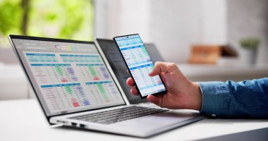 Bilgisayarda Hesap Tablosu Verisi Kullanan Adam