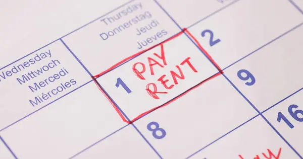 Rent Pay Due Date Kalender Dagboek Rechtenvrije Stockfoto's