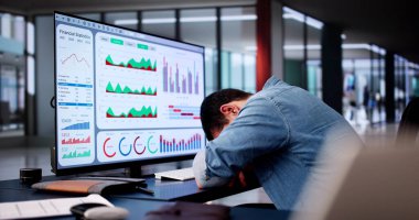 Sıkıcı Patron Uyuyan Adam. Dinlenmiş Yorgun Çalışan