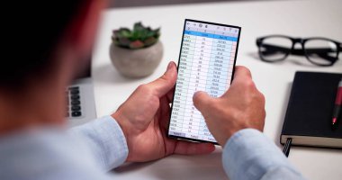 Telefondaki Bilgisayar Yazılımını kullanarak Hesap Tablosu Veri Analisti