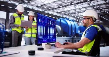 Enerji Santrali Elektrik Üretiminde Çalışan Adam