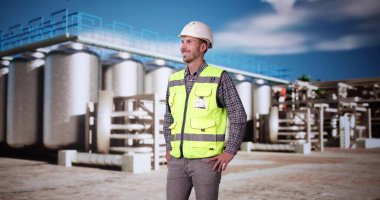 Silo Endüstriyel Tesis Müdürü iş başında. Güvenlik Müfettişi Portresi